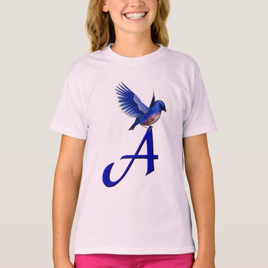 ブルーバード モノグラムイニシャル A Tシャツ (正面)