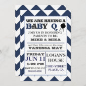 ブルーバーベキューベイビーQベイビーシャワー招待状 招待状 (正面/裏面)