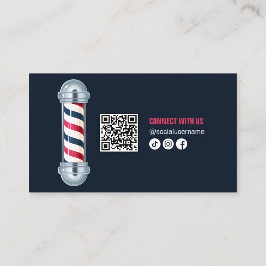 ブルーバーモダンバーショップヘアドレッサースタイリストQRコード 名刺 (裏面)