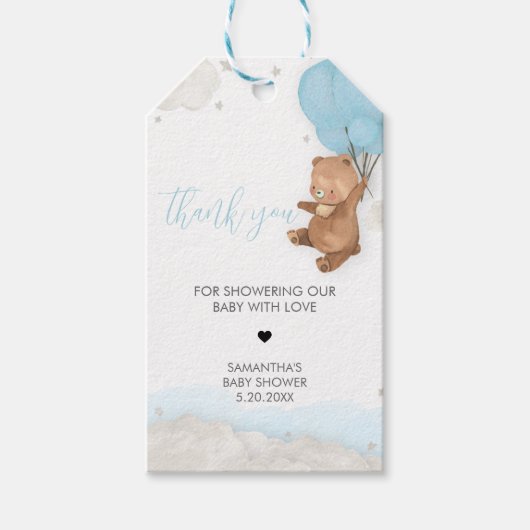 ブルーバーリーウェイベビーシャワーメッセージカード ギフトタグ (正面)