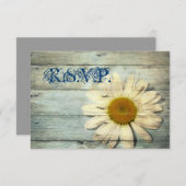 ブルーバーンウッドカントリーデイジー結婚式RSVP応答 出欠カード (正面/裏面)