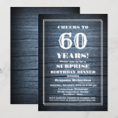 ブルーバーンウッドサプライズ60歳誕生日パーティー 招待状 (正面/裏面)