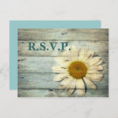 ブルーバーンウッド国デイジー結婚の対応RSVP インビテーションポストカード (正面/裏面)