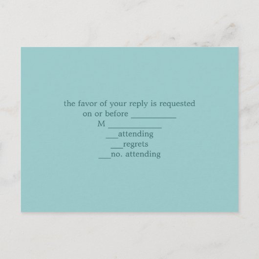 ブルーバーンウッド国デイジー結婚の対応RSVP インビテーションポストカード (裏面)