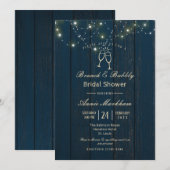 ブルーバーン ボード ストリング ライト バブル シャワー 招待状 (正面/裏面)