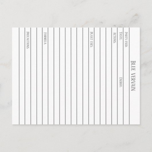 ブルーバーヴェンマテリアメディカハーブ勉強カード ポストカード (裏面)