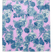 ブルーバ中国のーゼとフローラブーケ水彩 シャワーカーテン (正面)