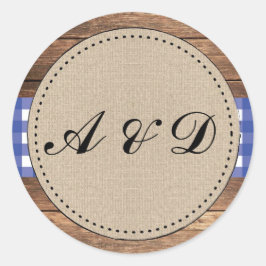 ブルーバ素朴ラップ木材結婚式用シールラベル ラウンドシール