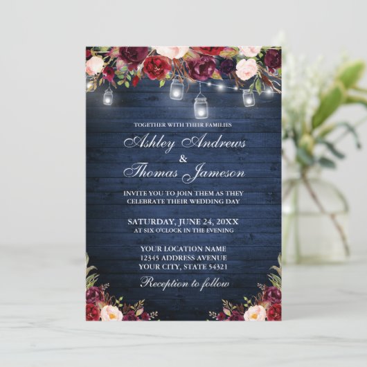 ブルーバ素朴ルガンディフローラジャイルライツ結婚ズ 招待状 (スタンド正面)