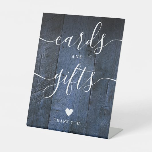 ブルーバ素朴ンウッドスクリプトカードとギフト 台座サイン (正面)