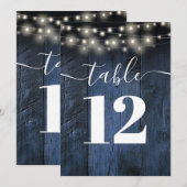 ブルーバ素朴ンウッド文字列ライトテーブル番号 招待状 (正面/裏面)