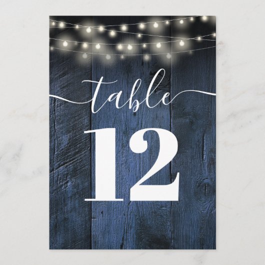 ブルーバ素朴ンウッド文字列ライトテーブル番号 招待状 (正面)