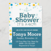 ブルーバ航海のブルベビーシャワー招待状 招待状 (正面/裏面)