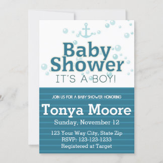 ブルーバ航海のブルベビーシャワー招待状 招待状