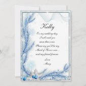 ブルーパインウィンタークリスマス結婚のメイド・オブ・オーナー（花嫁付き添い人） 招待状 (正面)