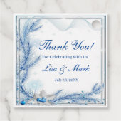 ブルーパインウィンタークリスマス結婚式の引き出物ラベル フェイバータグ (裏面)