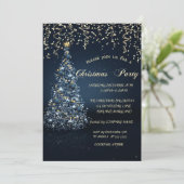 ブルーパインツリー金ゴールドクリスマスカンパニーパーティー 招待状 (スタンド正面)