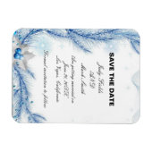 ブルーパイン冬のクリスマスウェディング日付を保存 マグネット (横)