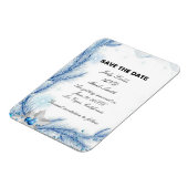 ブルーパイン冬のクリスマスウェディング日付を保存 マグネット (左側)