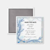 ブルーパイン冬のクリスマスウェディング日付を保存 マグネット (正面/裏面)