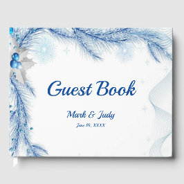 ブルーパイン冬のクリスマス結婚のゲストブック ゲストブック