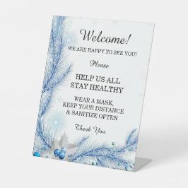 ブルーパイン冬のクリスマス結婚の安全性 台座サイン