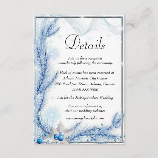 ブルーパイン冬のクリスマス結婚詳細 エンクロージャーカード (正面)