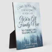 ブルーパイン素朴ズ結婚のシーティングプランの標識 フォトプラーク (側面)