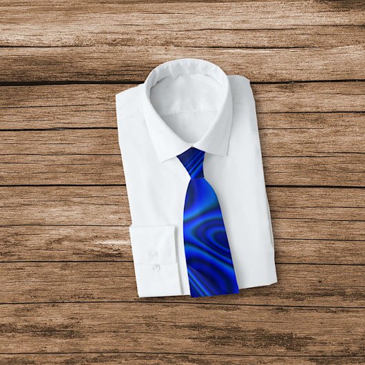 ブルーパウアアアワロシェルフラクタル抽象芸術 ネクタイ