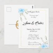 ブルーパエレガントンシーの花結婚の発表 ポストカード (正面/裏面)