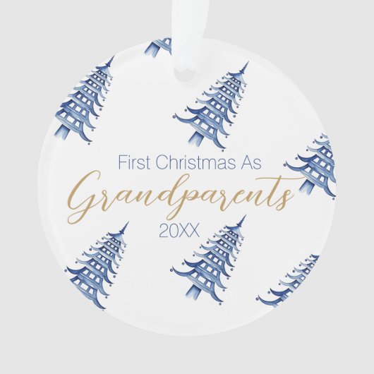 ブルーパゴダのクリスマスツリー"初めてのクリスマスas" オーナメント (正面)