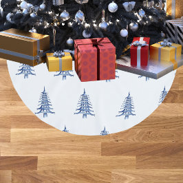 ブルーパゴダクリスマスツリーパターンツリースカート ブラッシュドポリエステルツリースカート