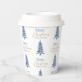 ブルーパゴダクリスマスツリーパターン 紙コップ (裏面)