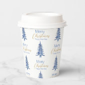 ブルーパゴダクリスマスツリーパターン 紙コップ (正面)
