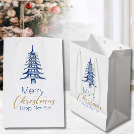 ブルーパゴダクリスマスツリー抱き枕 ミディアムペーパーバッグ