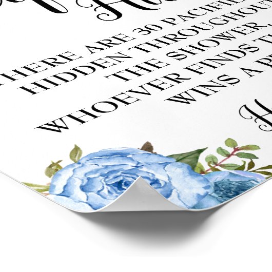 ブルーパシファイヤー狩りベビーシャワーゲームサイン ポスター (角)