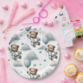 ブルーパジャマのテディベア ペーパープレート (パーティー)