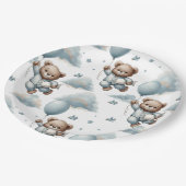 ブルーパジャマのテディベア ペーパープレート (アングル)