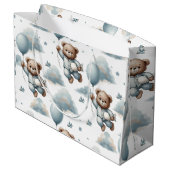 ブルーパジャマのベビーシャワーにテディベア ラージペーパーバッグ (裏面アングル)