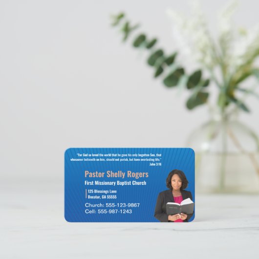 ブルーパスターまたはディーコン写真教会の名刺 名刺 (スタンド正面)
