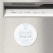 ブルーパステルなダマスク日付マグネットを保存 マグネット (インサイチュ (食洗機))