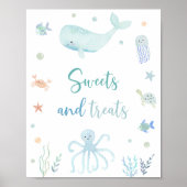 ブルーパステルアンダーザシー誕生日トリートサイン ポスター (正面)