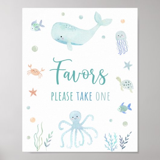 ブルーパステルアンダーザシー誕生日フェイスサイン ポスター (正面)