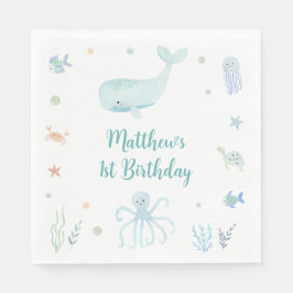 ブルーパステルアンダーザシー誕生日 スタンダードランチョンナプキン