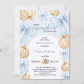 ブルーパステルウォーターカラーパンプキンリボン 招待状 (正面)