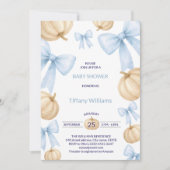 ブルーパステルウォーターカラーパンプキンリボン 招待状 (正面)