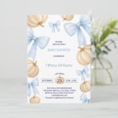 ブルーパステルウォーターカラーパンプキンリボン 招待状 (スタンド正面)