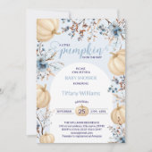 ブルーパステルウォーターカラーパンプキン秋野生の花 招待状 (正面)