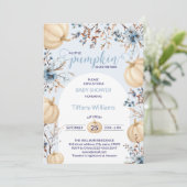 ブルーパステルウォーターカラーパンプキン秋野生の花 招待状 (スタンド正面)