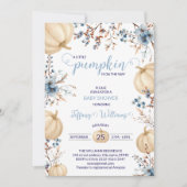 ブルーパステルウォーターカラーパンプキン秋野生の花 招待状 (正面)